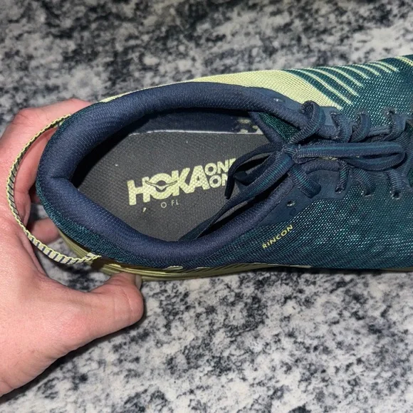 Men’s Hoka Rincon Athletic Shoes in Navy and Lime - Picture 4 of 9